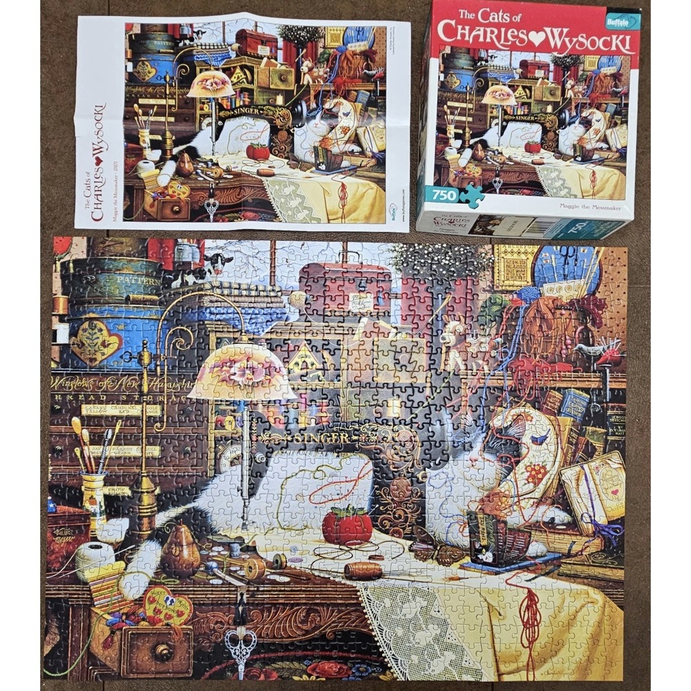The Cats of Charles Wyoscki Maggie the Messmaker 750 Piece Puzzle COMPLETE